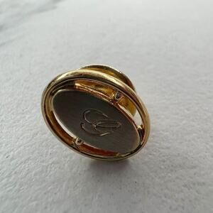 Silver and Gold Tone G Initial Letter Lapel Tie Tack Pin